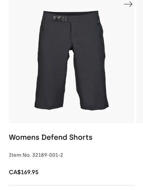 Fox women’s  Black MTB “defend” Performance Shorts